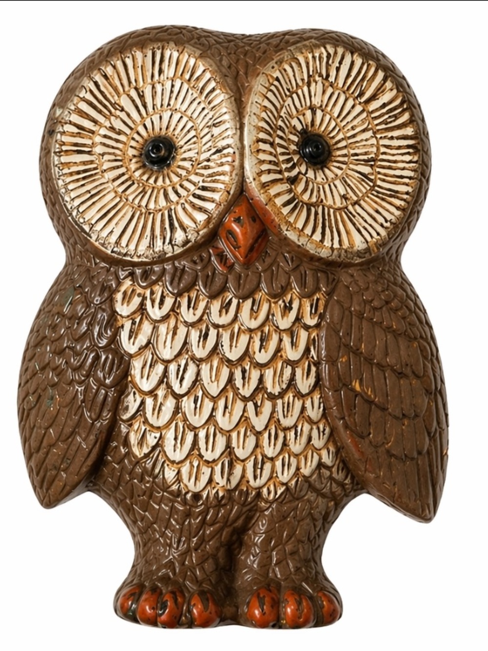 Vintage Owl Wall Hanging 8” Boho Mid Century Decor Brown Ceramic Retro
